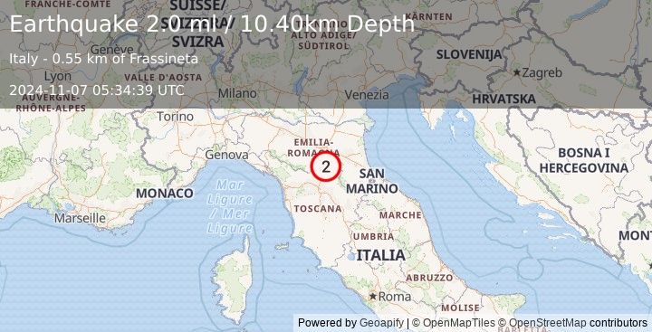 Earthquake NORTHERN ITALY (2.0 ml) (2024-11-07 05:34:39 UTC)