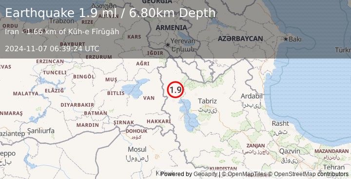 Earthquake TURKEY-IRAN BORDER REGION (1.9 ml) (2024-11-07 06:39:24 UTC)