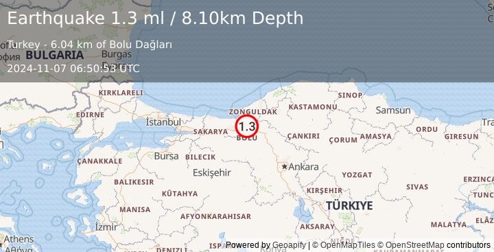 Earthquake WESTERN TURKEY (1.3 ml) (2024-11-07 06:50:53 UTC)