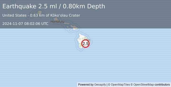 Earthquake ISLAND OF HAWAII, HAWAII (2.5 ml) (2024-11-07 08:02:06 UTC)