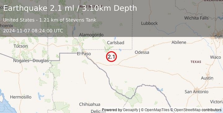 Earthquake WESTERN TEXAS (2.1 ml) (2024-11-07 08:24:00 UTC)