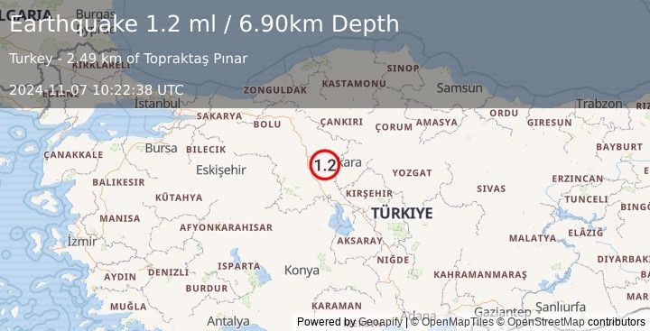 Earthquake CENTRAL TURKEY (1.2 ml) (2024-11-07 10:22:38 UTC)