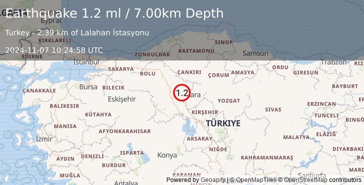 Earthquake CENTRAL TURKEY (1.2 ml) (2024-11-07 10:24:58 UTC)