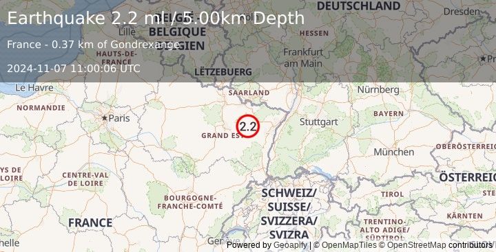 Earthquake FRANCE (2.2 ml) (2024-11-07 11:00:06 UTC)