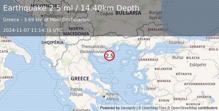 Earthquake AEGEAN SEA (2.5 ml) (2024-11-07 11:14:31 UTC)