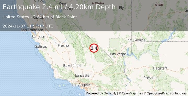 Earthquake CENTRAL CALIFORNIA (2.4 ml) (2024-11-07 11:57:17 UTC)