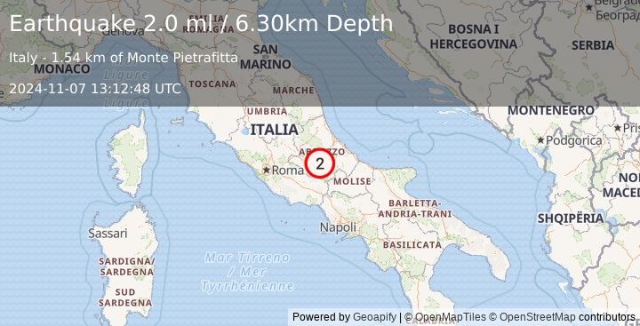 Earthquake CENTRAL ITALY (2.0 ml) (2024-11-07 13:12:48 UTC)