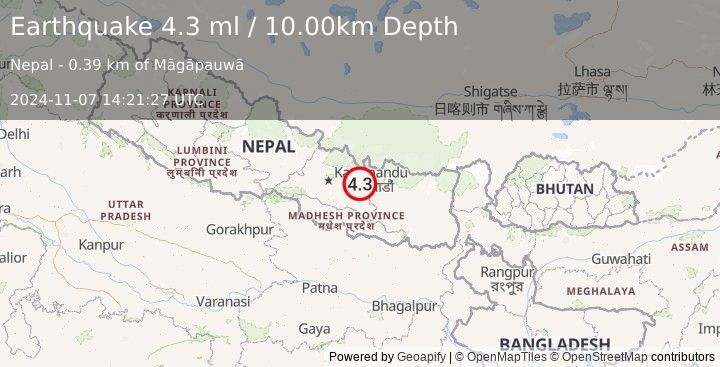 Earthquake NEPAL (4.3 ml) (2024-11-07 14:21:27 UTC)