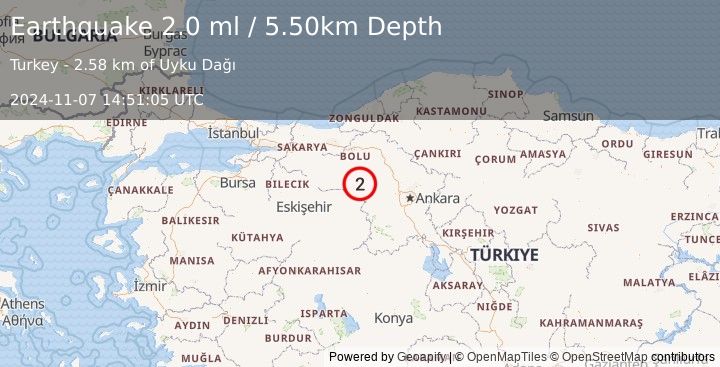 Earthquake WESTERN TURKEY (2.0 ml) (2024-11-07 14:51:05 UTC)