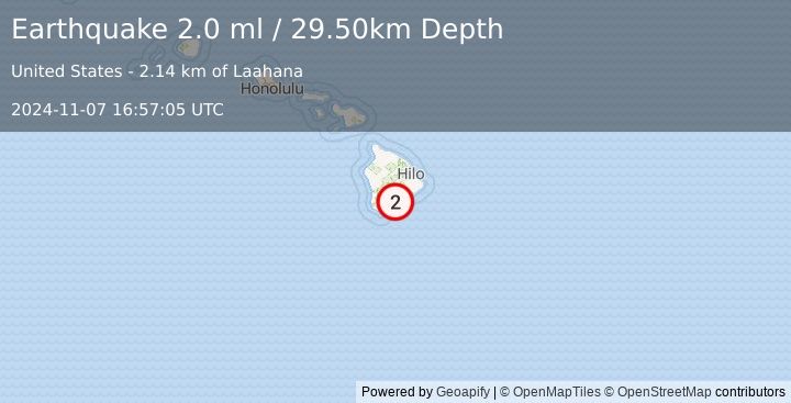 Earthquake ISLAND OF HAWAII, HAWAII (2.0 ml) (2024-11-07 16:57:05 UTC)