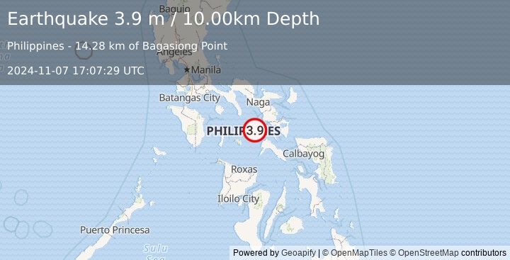 Earthquake MASBATE REGION, PHILIPPINES (3.9 m) (2024-11-07 17:07:29 UTC)