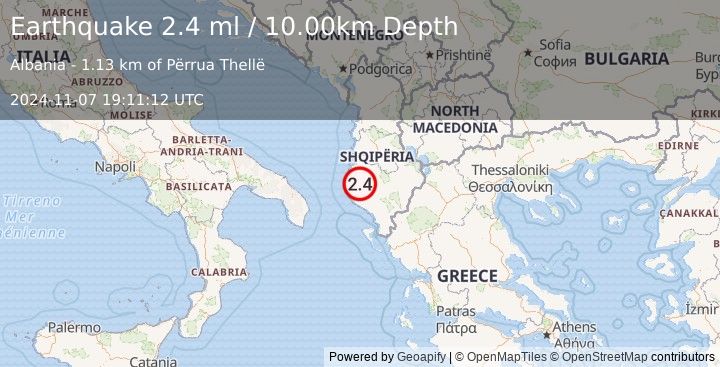 Earthquake ALBANIA (2.4 ml) (2024-11-07 19:11:12 UTC)