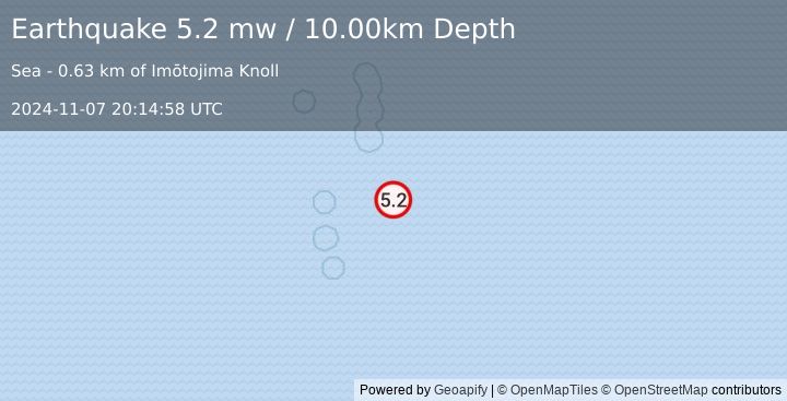 Earthquake VOLCANO ISLANDS, JAPAN REGION (5.2 mw) (2024-11-07 20:14:58 UTC)