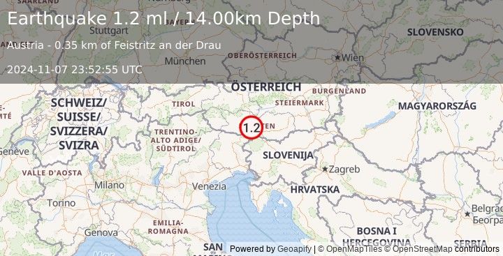 Earthquake AUSTRIA (1.2 ml) (2024-11-07 23:52:55 UTC)