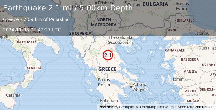 Earthquake GREECE (2.1 ml) (2024-11-08 01:42:27 UTC)