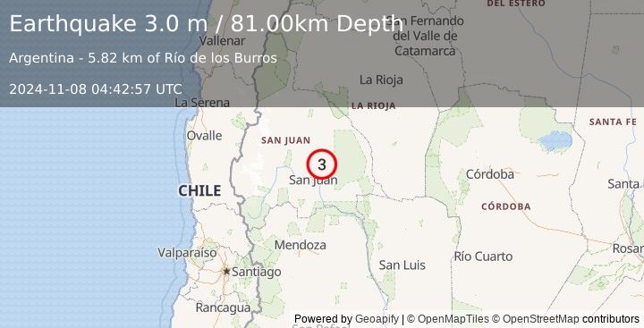 Earthquake SAN JUAN, ARGENTINA (3.0 m) (2024-11-08 04:42:57 UTC)