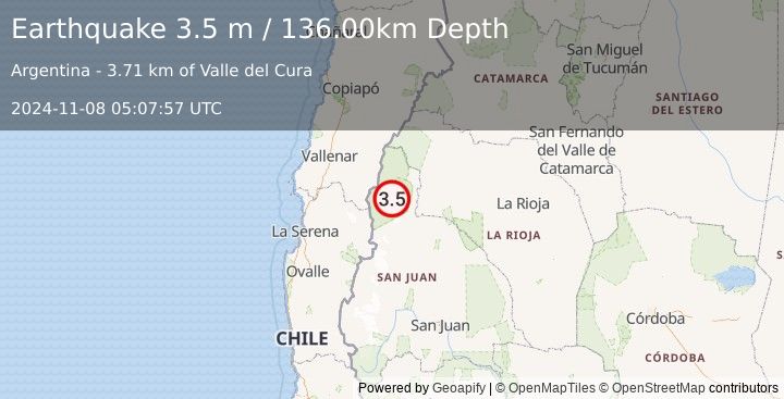 Earthquake SAN JUAN, ARGENTINA (3.5 m) (2024-11-08 05:07:57 UTC)