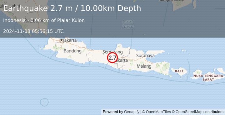 Earthquake JAVA, INDONESIA (2.7 m) (2024-11-08 05:56:15 UTC)