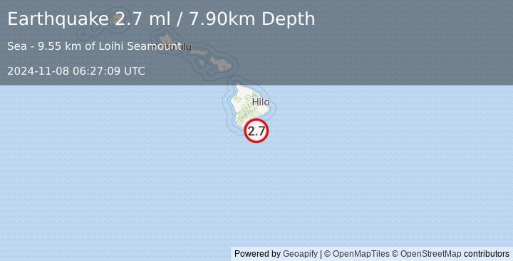 Earthquake HAWAII REGION, HAWAII (2.7 ml) (2024-11-08 06:27:09 UTC)