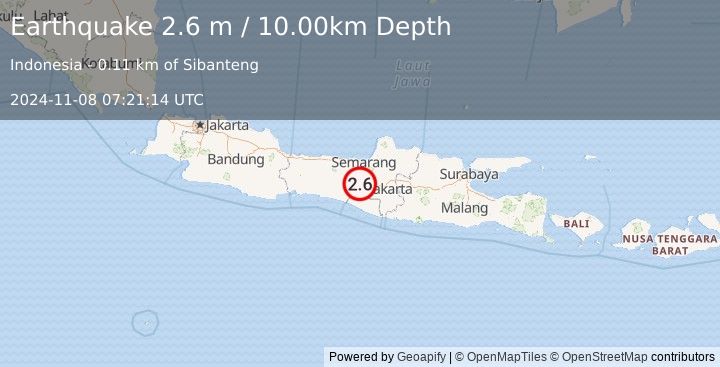 Earthquake JAVA, INDONESIA (2.6 m) (2024-11-08 07:21:14 UTC)