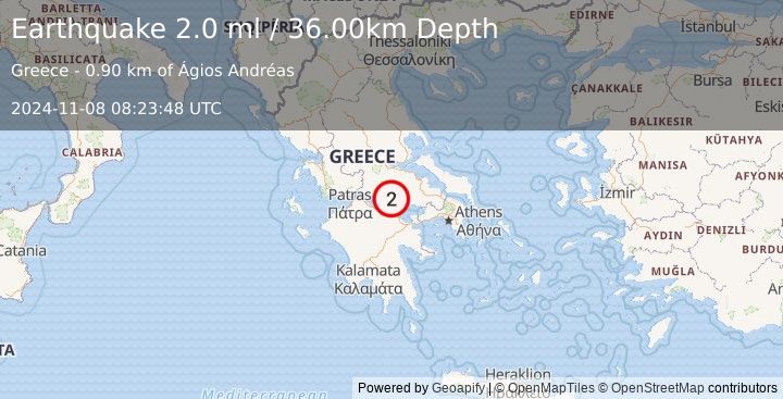 Earthquake GREECE (2.0 ml) (2024-11-08 08:23:48 UTC)