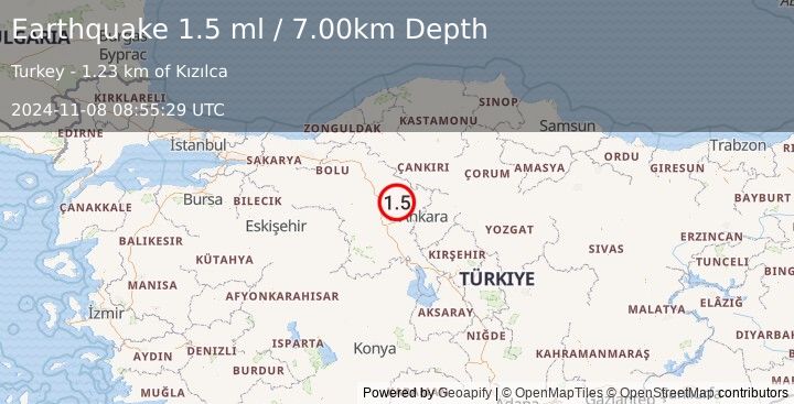 Earthquake CENTRAL TURKEY (1.5 ml) (2024-11-08 08:55:29 UTC)