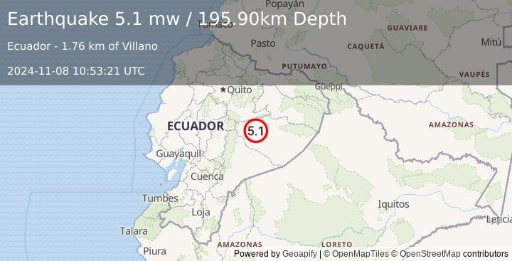 Earthquake ECUADOR (5.1 mw) (2024-11-08 10:53:21 UTC)