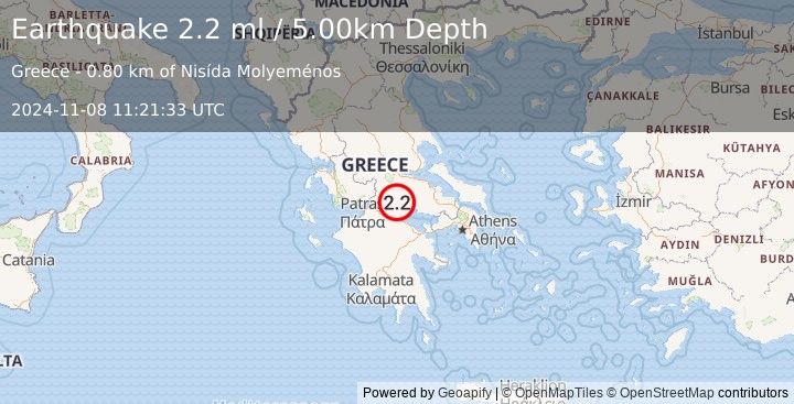 Earthquake GREECE (2.2 ml) (2024-11-08 11:21:33 UTC)