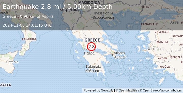 Earthquake GREECE (2.8 ml) (2024-11-08 14:01:15 UTC)