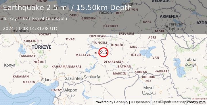 Earthquake EASTERN TURKEY (2.5 ml) (2024-11-08 14:31:08 UTC)