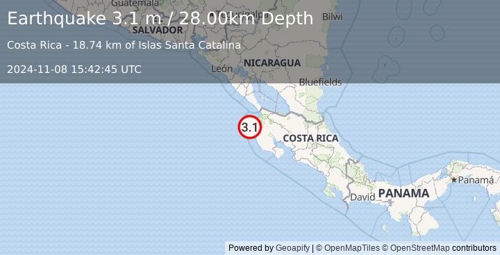 Earthquake COSTA RICA (3.1 m) (2024-11-08 15:42:45 UTC)