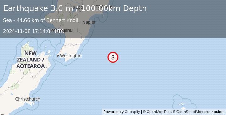 Earthquake OFF E. COAST OF N. ISLAND, N.Z. (3.0 m) (2024-11-08 17:14:04 UTC)