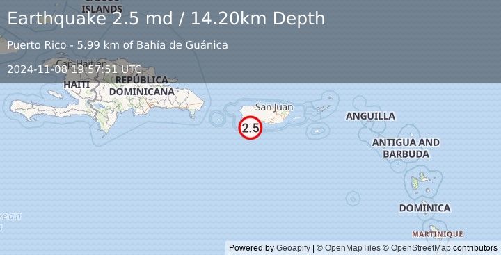 Earthquake PUERTO RICO REGION (2.5 md) (2024-11-08 19:57:51 UTC)