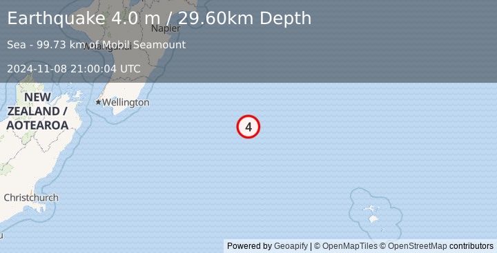 Earthquake OFF E. COAST OF N. ISLAND, N.Z. (4.0 m) (2024-11-08 21:00:04 UTC)