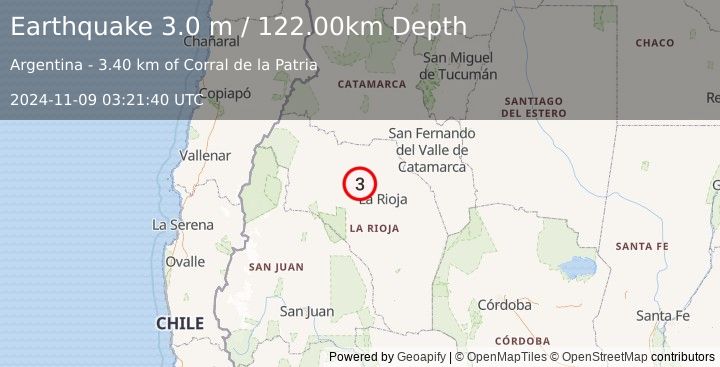 Earthquake LA RIOJA, ARGENTINA (3.0 m) (2024-11-09 03:21:40 UTC)