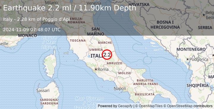 Earthquake CENTRAL ITALY (2.2 ml) (2024-11-09 07:48:07 UTC)