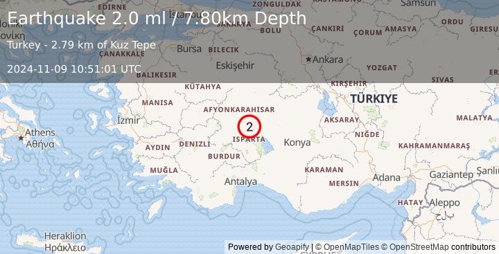 Earthquake WESTERN TURKEY (2.0 ml) (2024-11-09 10:51:01 UTC)