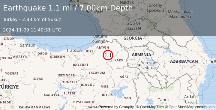 Earthquake EASTERN TURKEY (1.1 ml) (2024-11-09 11:40:31 UTC)