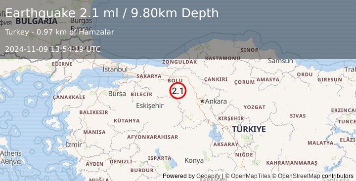 Earthquake WESTERN TURKEY (2.1 ml) (2024-11-09 13:54:19 UTC)