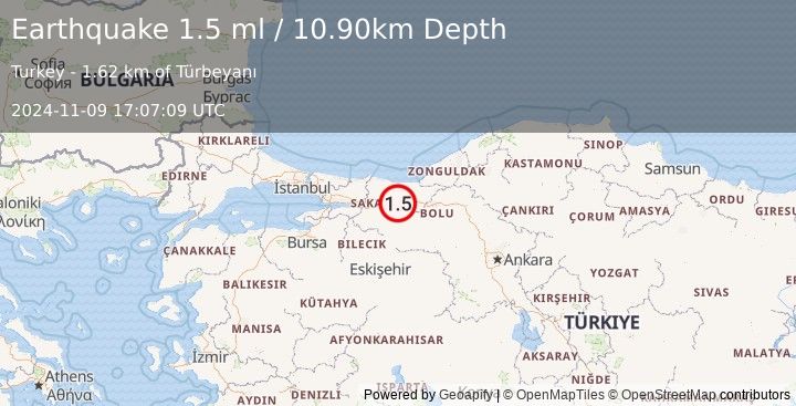 Earthquake WESTERN TURKEY (1.5 ml) (2024-11-09 17:07:09 UTC)