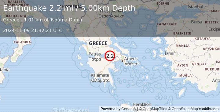 Earthquake GREECE (2.2 ml) (2024-11-09 21:32:21 UTC)