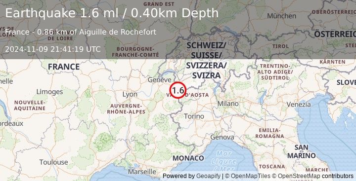 Earthquake FRANCE (1.6 ml) (2024-11-09 21:41:19 UTC)