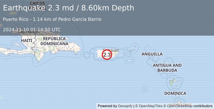 Earthquake PUERTO RICO (2.3 md) (2024-11-10 01:14:50 UTC)