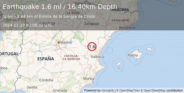 Earthquake SPAIN (1.6 ml) (2024-11-10 03:08:32 UTC)