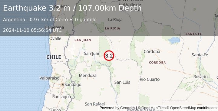 Earthquake SAN JUAN, ARGENTINA (3.2 m) (2024-11-10 05:56:54 UTC)