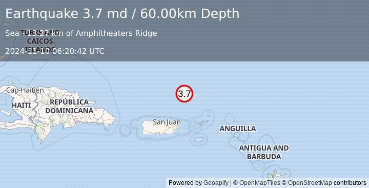 Earthquake PUERTO RICO REGION (3.7 md) (2024-11-10 06:20:42 UTC)