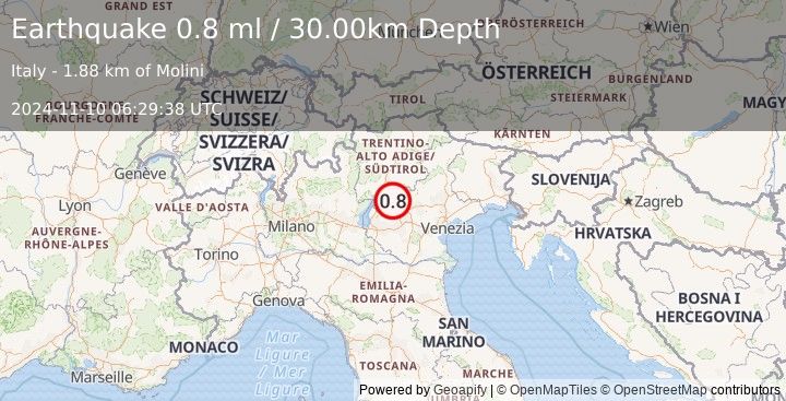 Earthquake NORTHERN ITALY (0.8 ml) (2024-11-10 06:29:38 UTC)