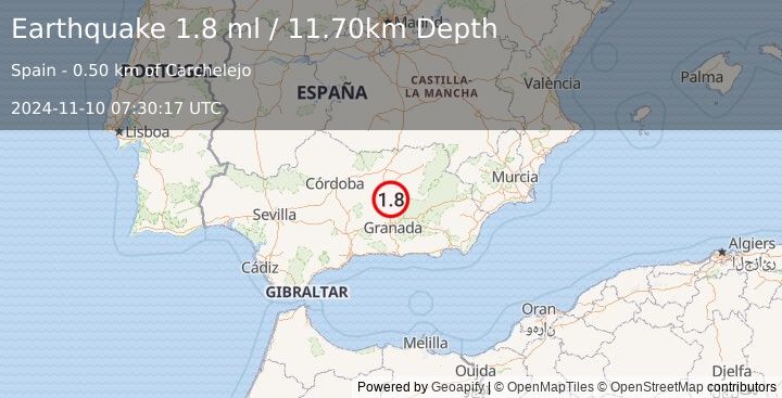 Earthquake SPAIN (1.8 ml) (2024-11-10 07:30:17 UTC)