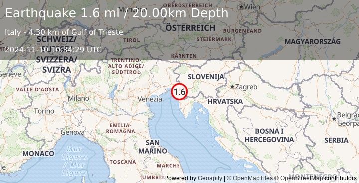 Earthquake NORTHERN ITALY (1.6 ml) (2024-11-10 10:34:29 UTC)