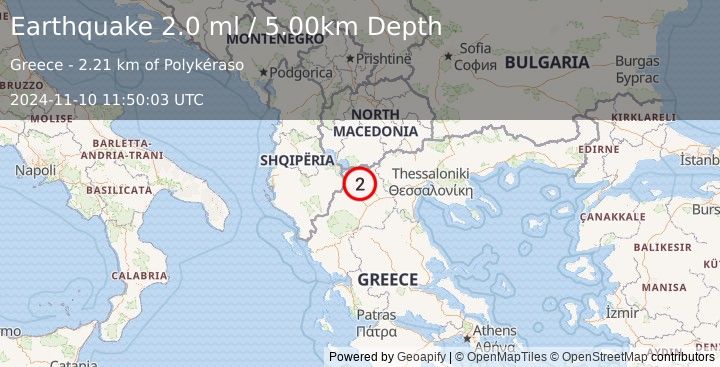 Earthquake GREECE (2.0 ml) (2024-11-10 11:50:03 UTC)